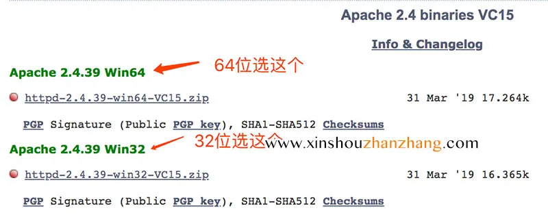 Apache win64和win32下载