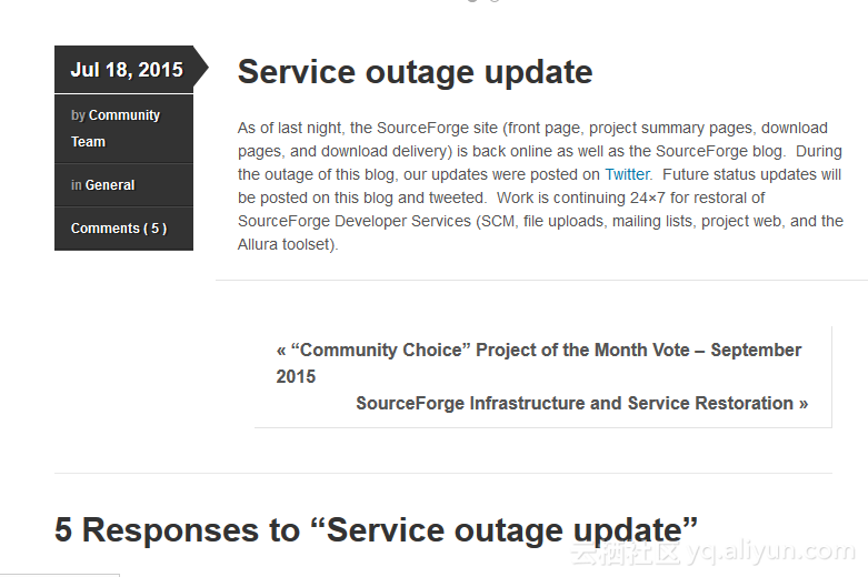 SourceForge 网站服务故障，然而没人关心这个