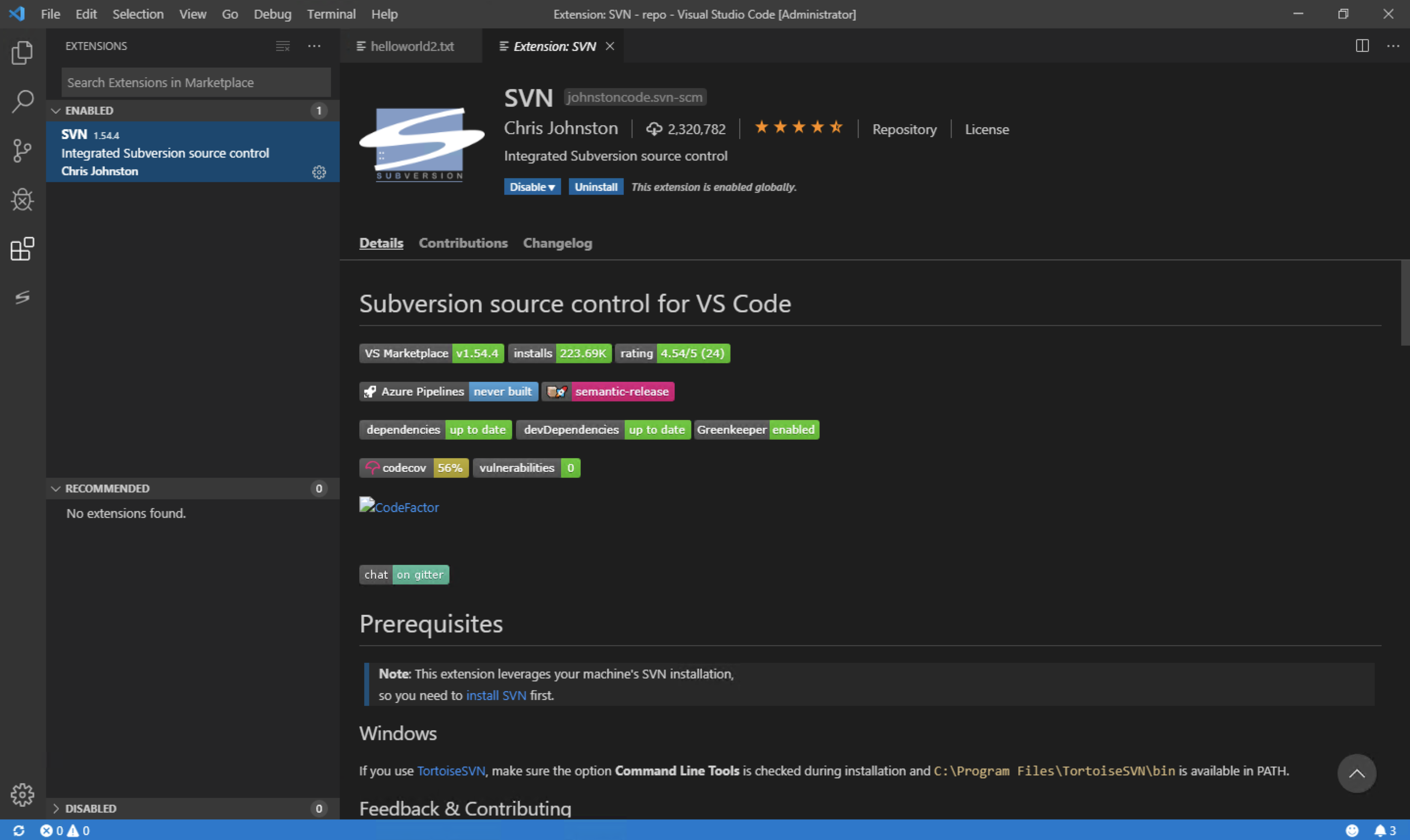 Visual Studio Code SVN插件