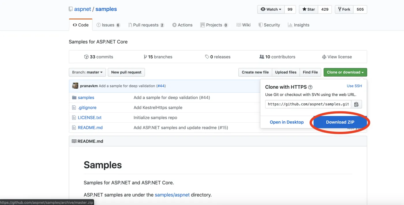 ASP.NET 样例 Github 官网