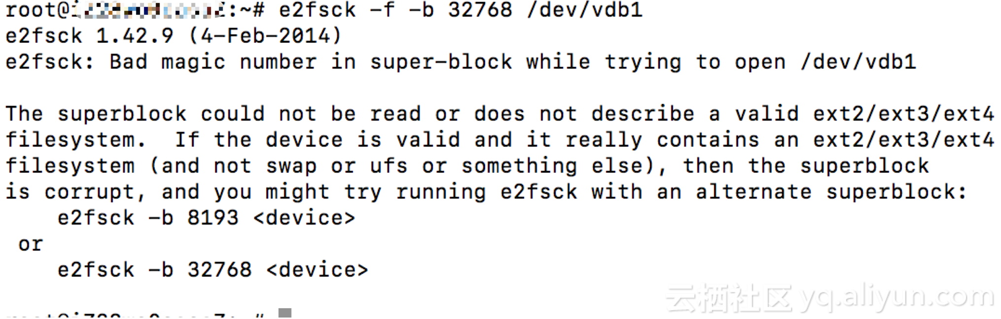 记一次数据盘挂载mount: wrong fs type, bad option, bad superblock on /dev/vdb1的排查