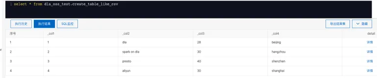 Data Lake Analytics: 自动推断 OSS 上的 CSV 文件