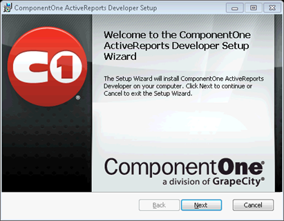 在ActiveReports 7欢迎界面窗口中单击下一步继续安装