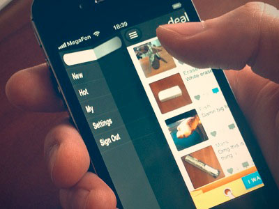 mobile app slide folding effect