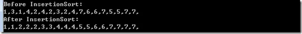 Output of insertion sort Output of insertion sort