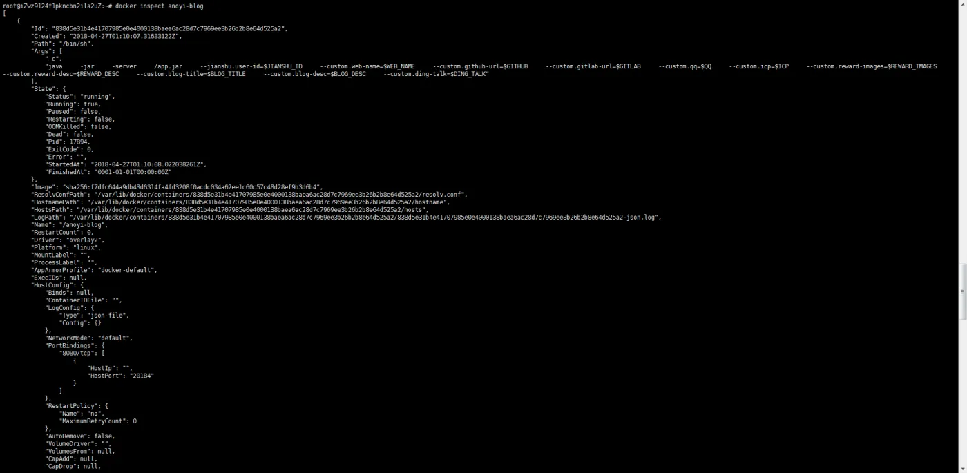 docker inspect myblog