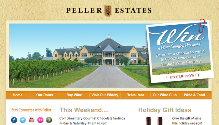 peller estates winery vineyard homepage yellow