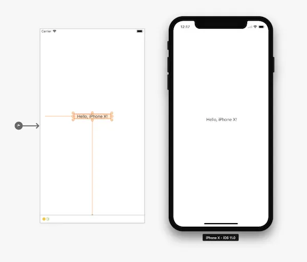 iOS Designer showing label on iPhone X Simulator