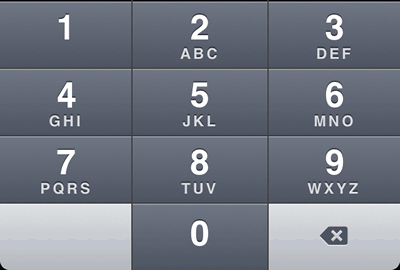 iPhone numerical keyboard