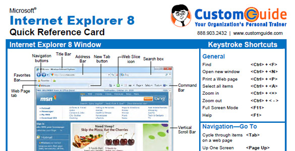 Internet Explorer 8  quick reference card