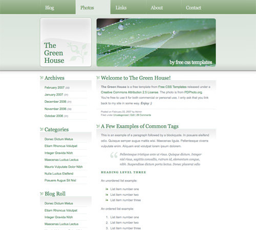 green house 60 High Quality Free Web Templates and Layouts