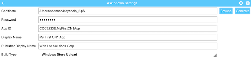 Settings for Windows Store uploads