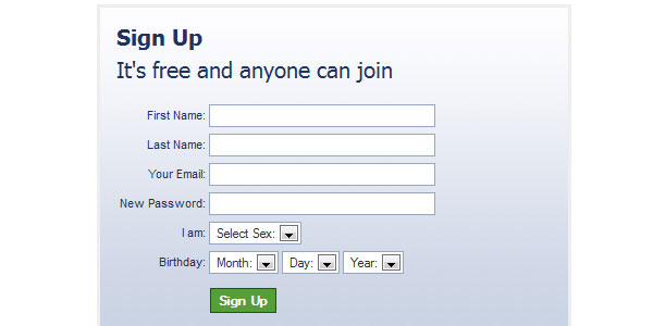 Facebook-like Registration Form with jQuery