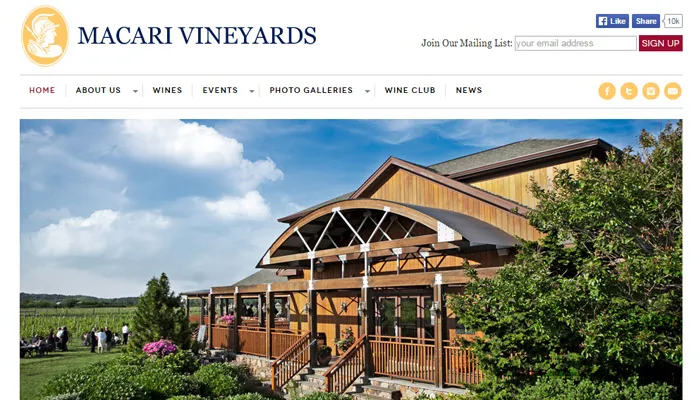 macari vineyards clean white simple layout