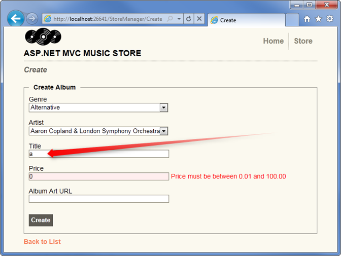 ASP.NET MVC Music Store教程（6)：使用数据注释为模型进行验证 - firechun - firechun的博客