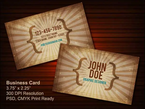 Free Vintage business card PSD (front & back)