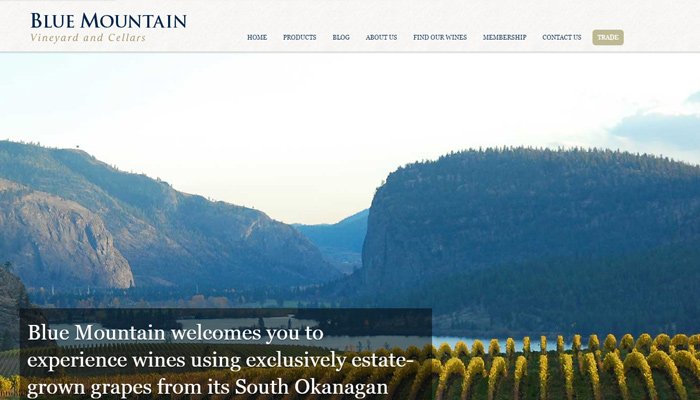 blue mountain winery fullscreen background website