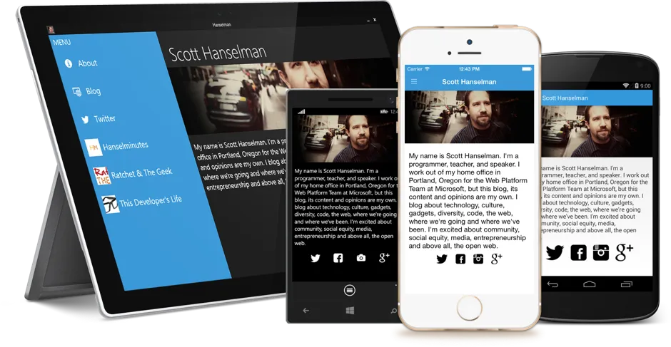 The official app of Scott Hanselman, using the MediaManager Plugin for Xamarin.