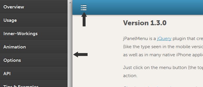 jPanelMenu is a jQuery plugin that creates an animated paneled-style menu