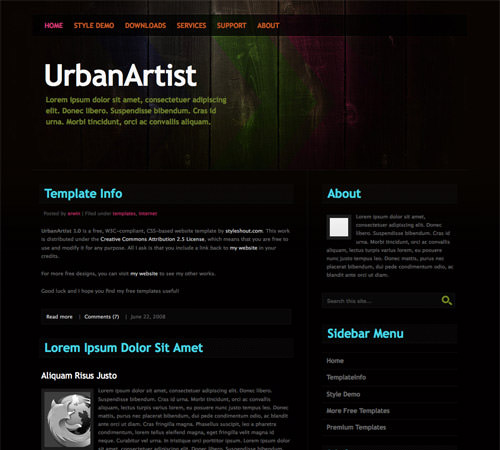 urbanartist 60 High Quality Free Web Templates and Layouts