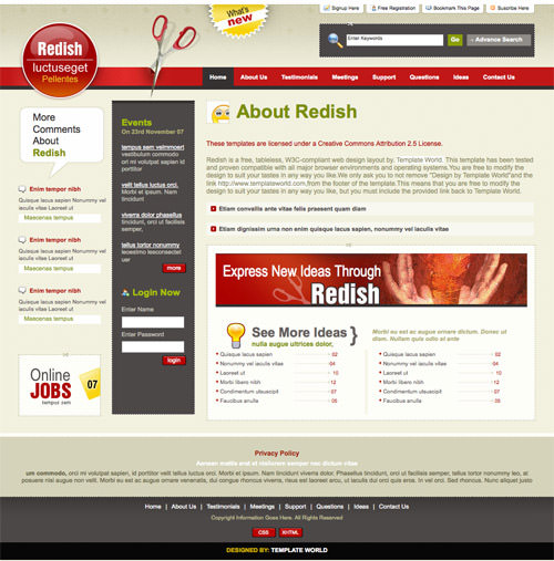 Redish 60 High Quality Free Web Templates and Layouts
