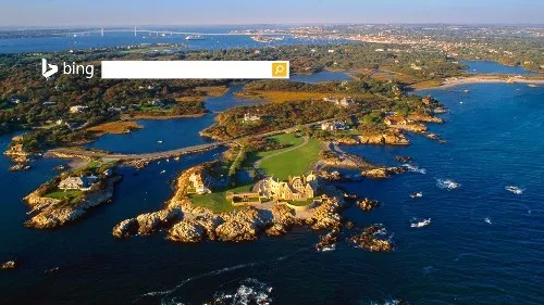 空中拍摄纽波特罗德岛海洋大道附近