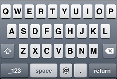 iPhone email keyboard