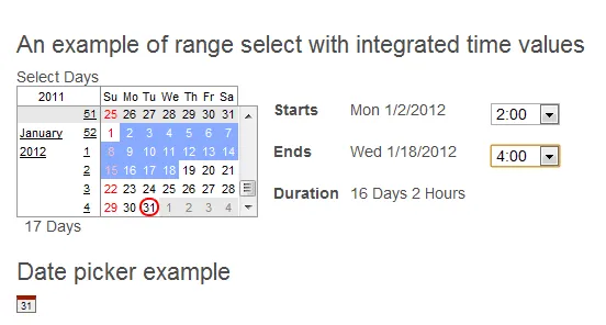 jQuery continuous calendar