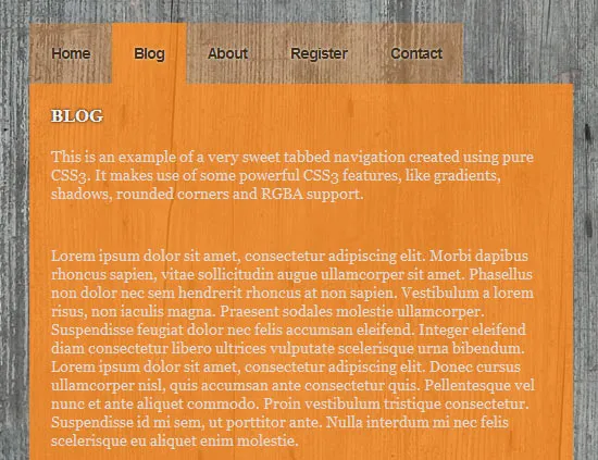 Sweet tabbed navigation using CSS3