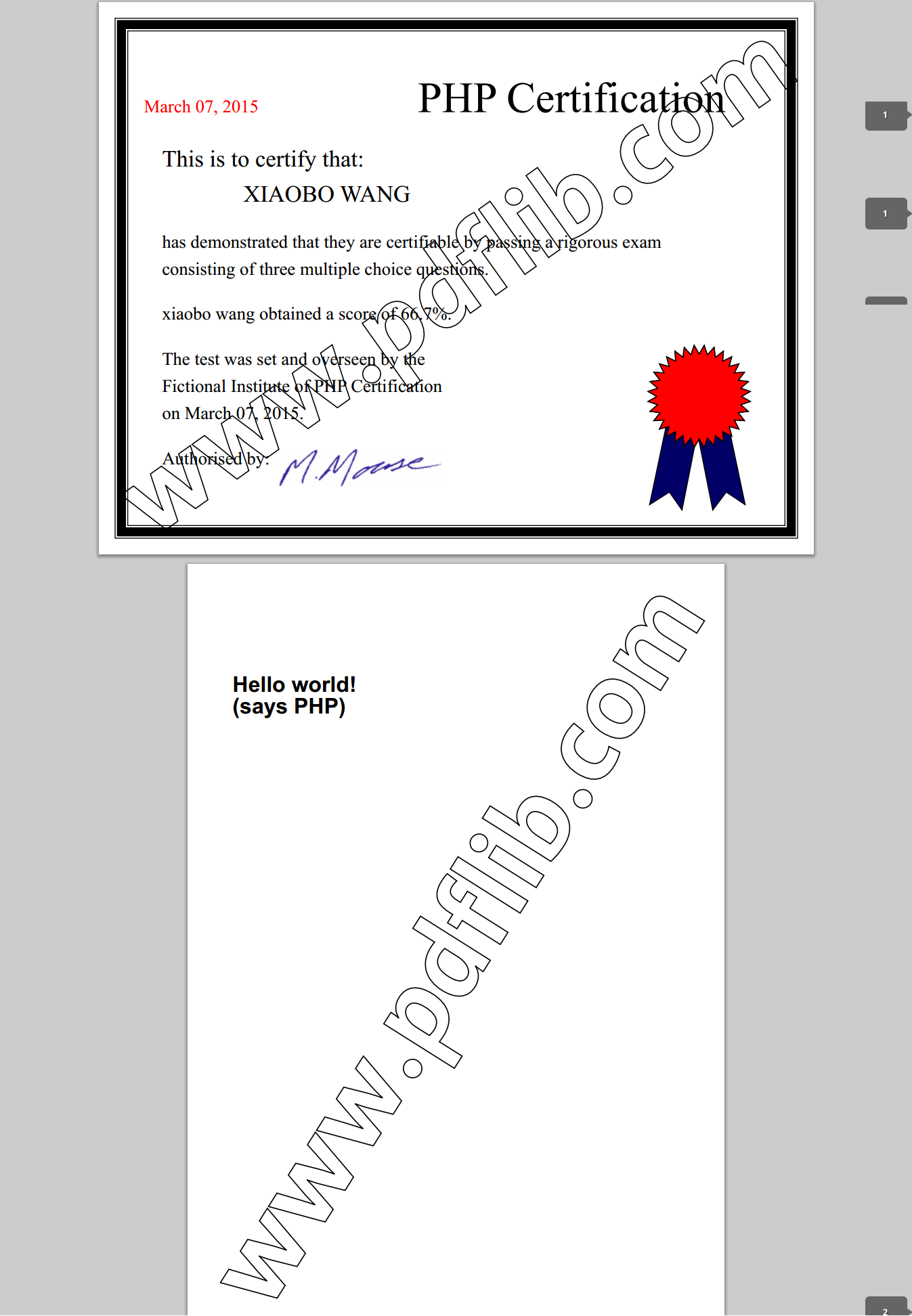 How to make pdf documents in PHP - Programmer Sought