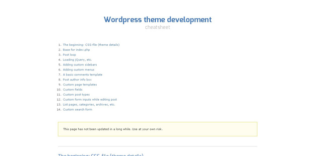 Wordpress Theme Development Cheatsheet