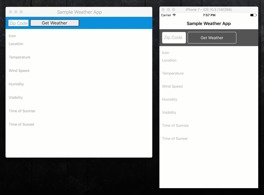 Example of Sample Weather App