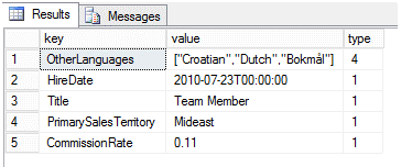 SQL Server 2016 JSON原生支持实例说明