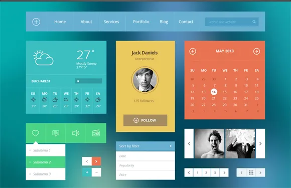 20 Fresh Flat UI Designs Free to Download