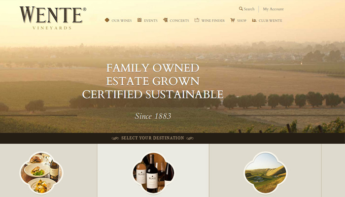 wente vineyards homepage fullscreen photo background