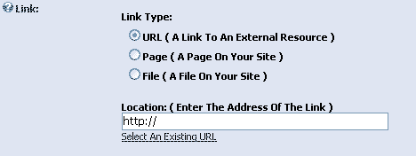 URL控件支持的三种链接类型