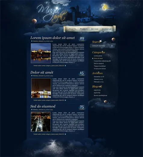 Create a Magic Night Themed Web Design from Scratch in Photoshop