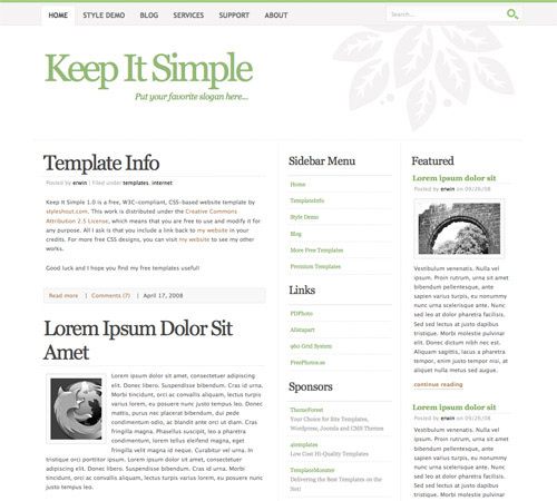keep it simple 60 High Quality Free Web Templates and Layouts