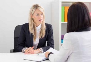 Young woman in job interview