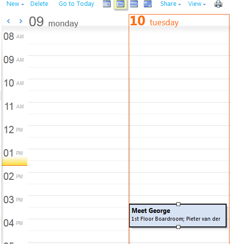 The newly created meeting in your Office 365 Outlook Calendar