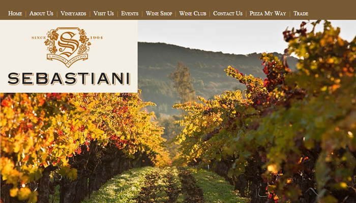 sebastiani vineyards clean website layout