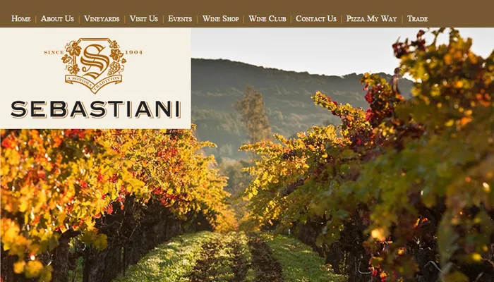 sebastiani vineyards clean website layout