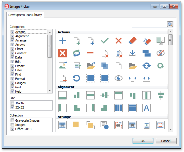 DevExpress Icon Library - Office 2013 Inspired Icons
