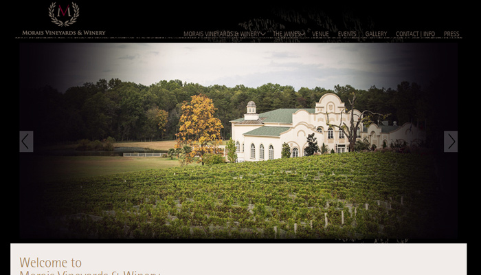 morais vineyard winery dark homepage