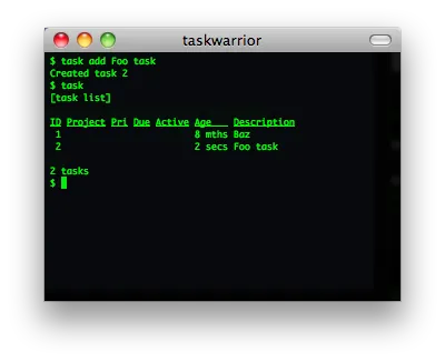 taskwarrior screenshot