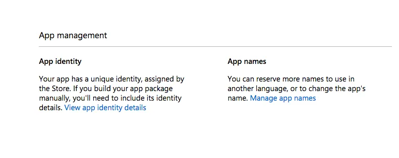 App Identity section