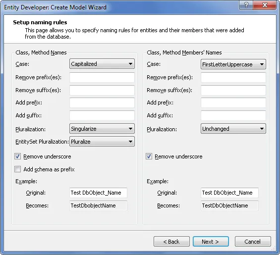 Setting up naming rules