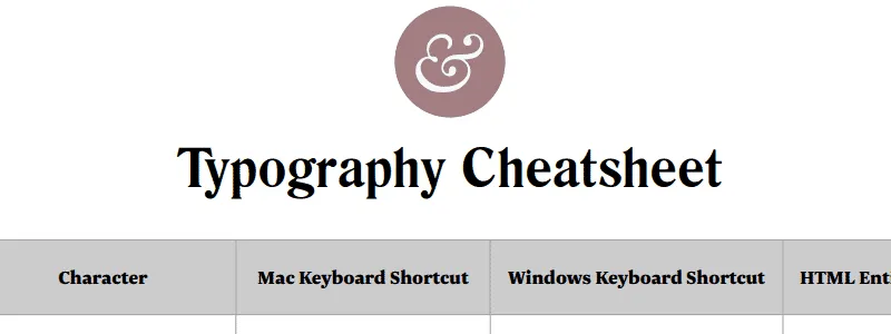 Typography Cheatsheet