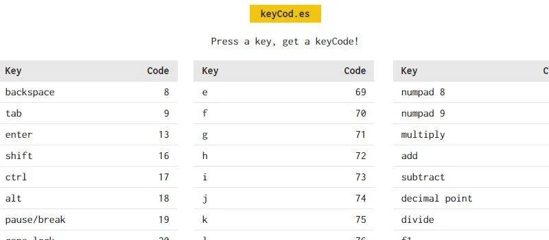 keyCod.es