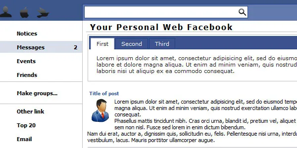 Facebook Menu System